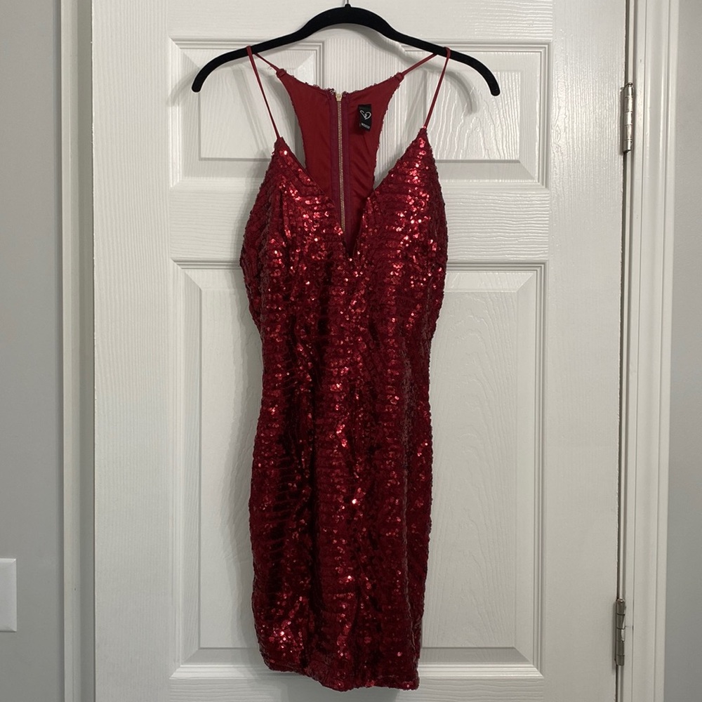 Windsor Sequin V Neck Mini Dress